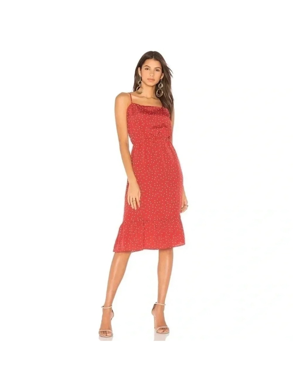 Lovers + Friends Red Star Polka Dot Slip Midi Dress
